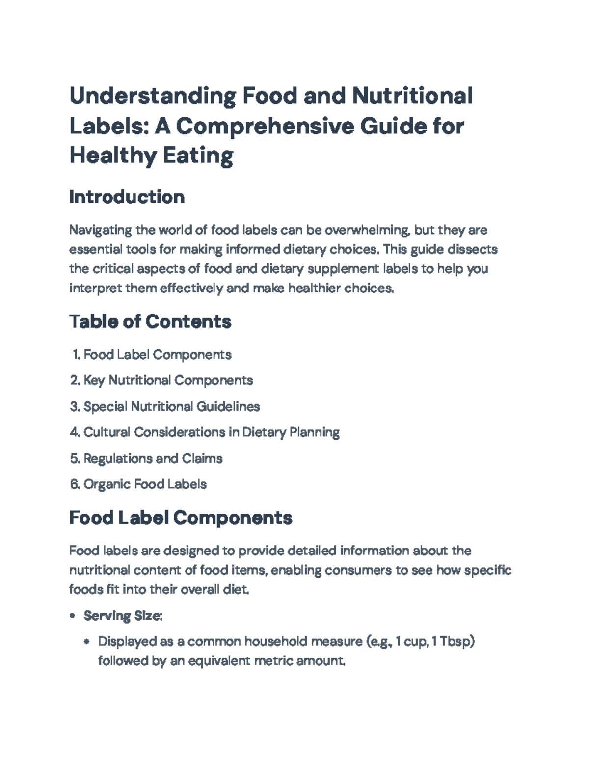 Understanding Food Labels: A Guide for Healthy Choices (Course Code ...