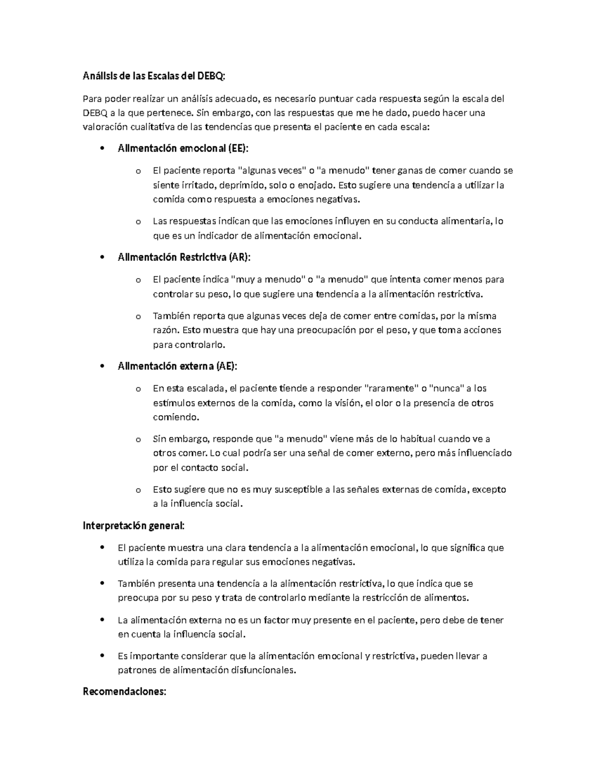 Análisis de las Escalas del DEBQ: Emocional, Restrictiva y Externa ...