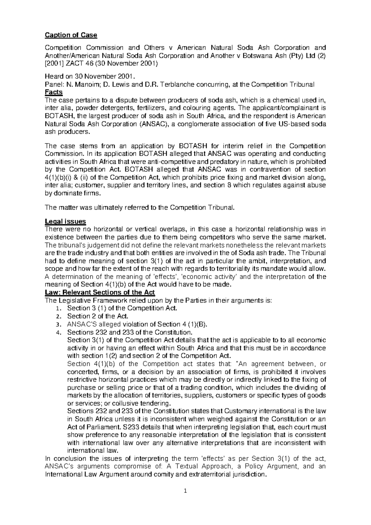 LLB Competition Law Case Summaries: 16 Key Cases from 2021 - Studocu