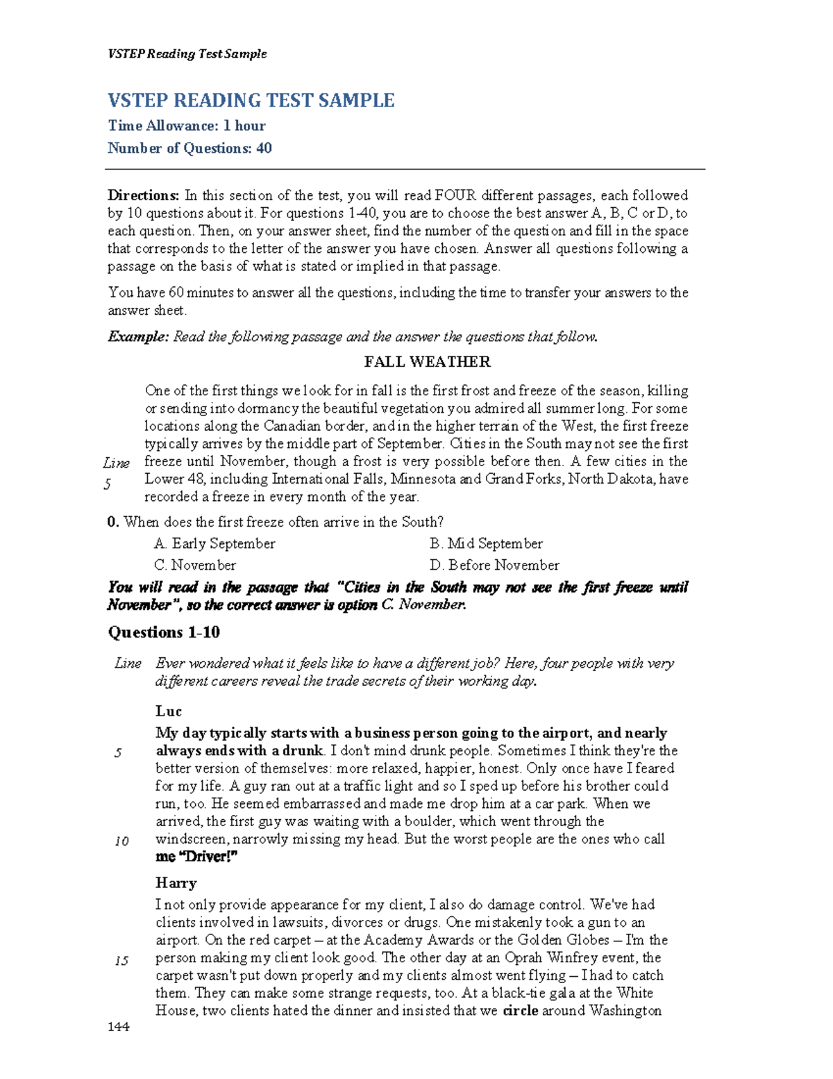 Midterm - VSTEP Reading Test Sample - Biên dịch 1 - 2021-2022 - Studocu