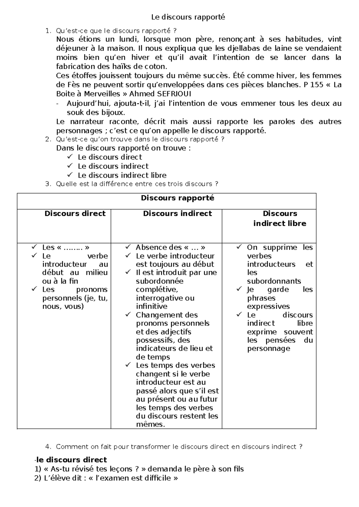 Discours Rapporté : Analyse et Transformation des Discours (FR101 ...