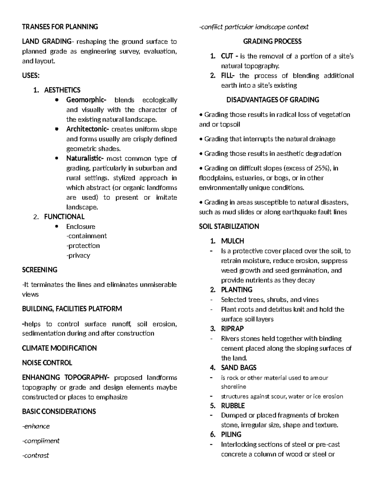 Transes for Planning Land: Engineering Survey & Grading Techniques ...