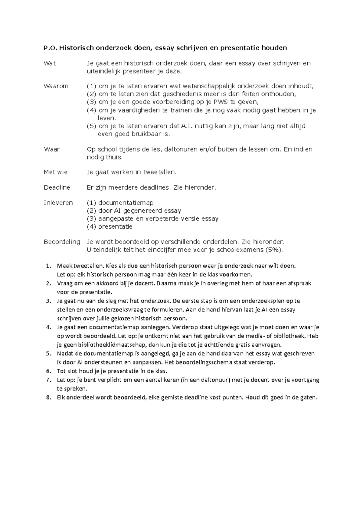 PO V5 Essay en Presentatie over Historisch Onderzoek met AI - Studeersnel