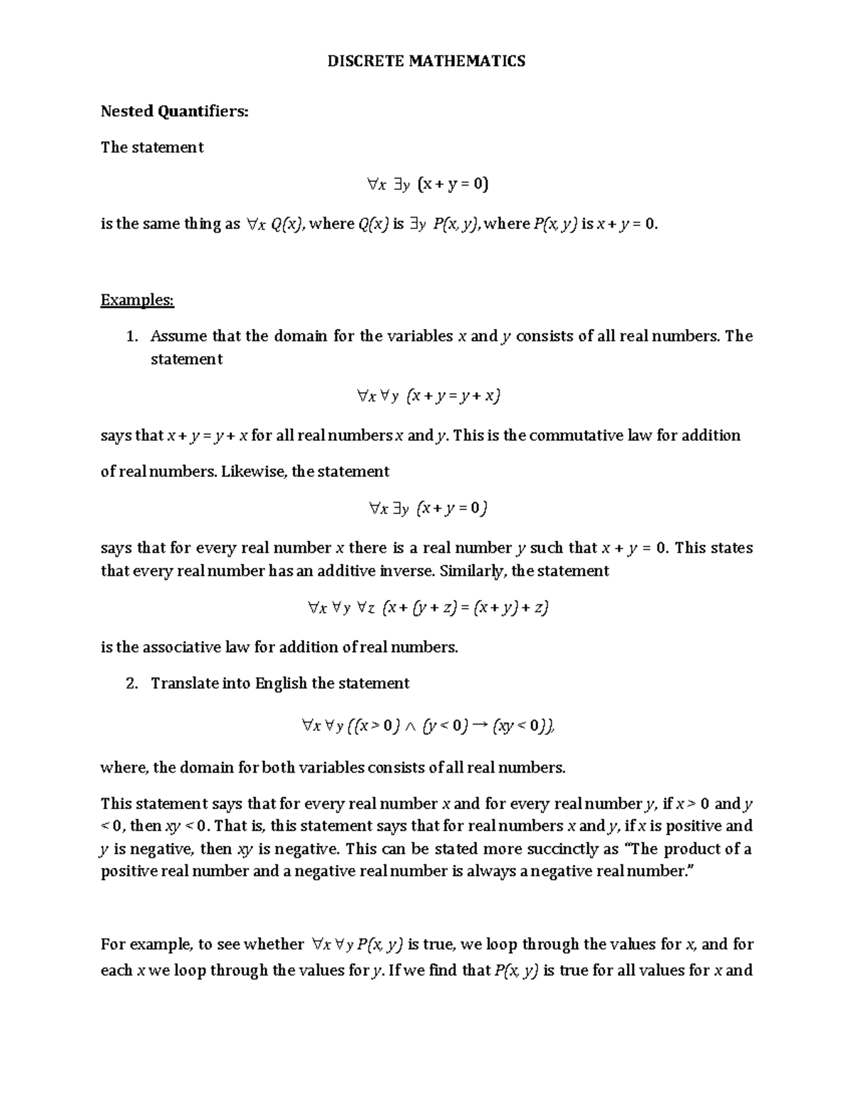 DM Unit 1 L4 - Lecture notes for discrete mathematics - Nested ...