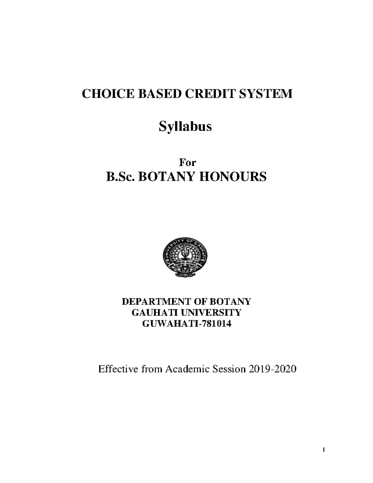 B.Sc. Botany Honours CBCS Syllabus Overview (2020) - Gauhati University ...