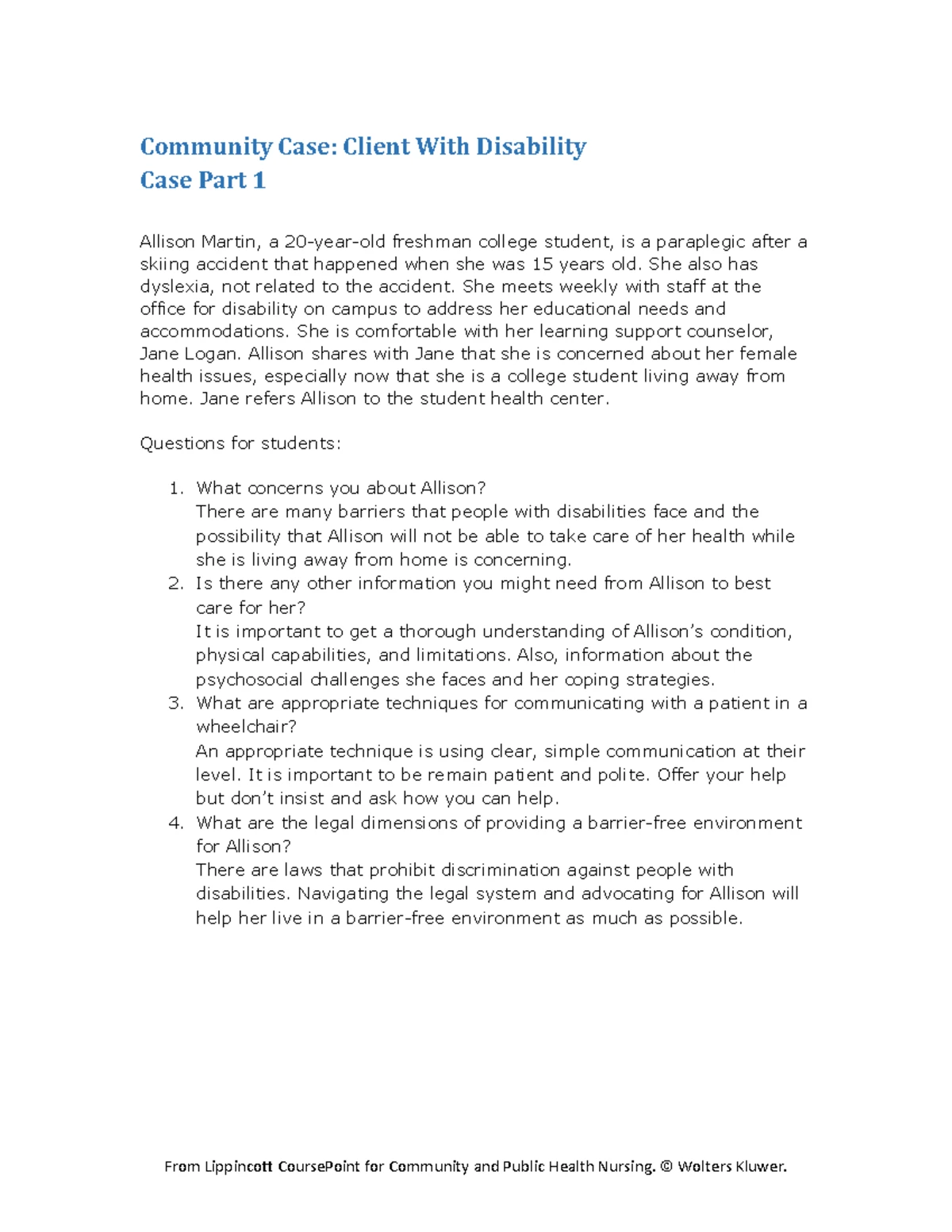 Community Case Study: Emergency Preparedness & Disaster Mgmt - Studocu