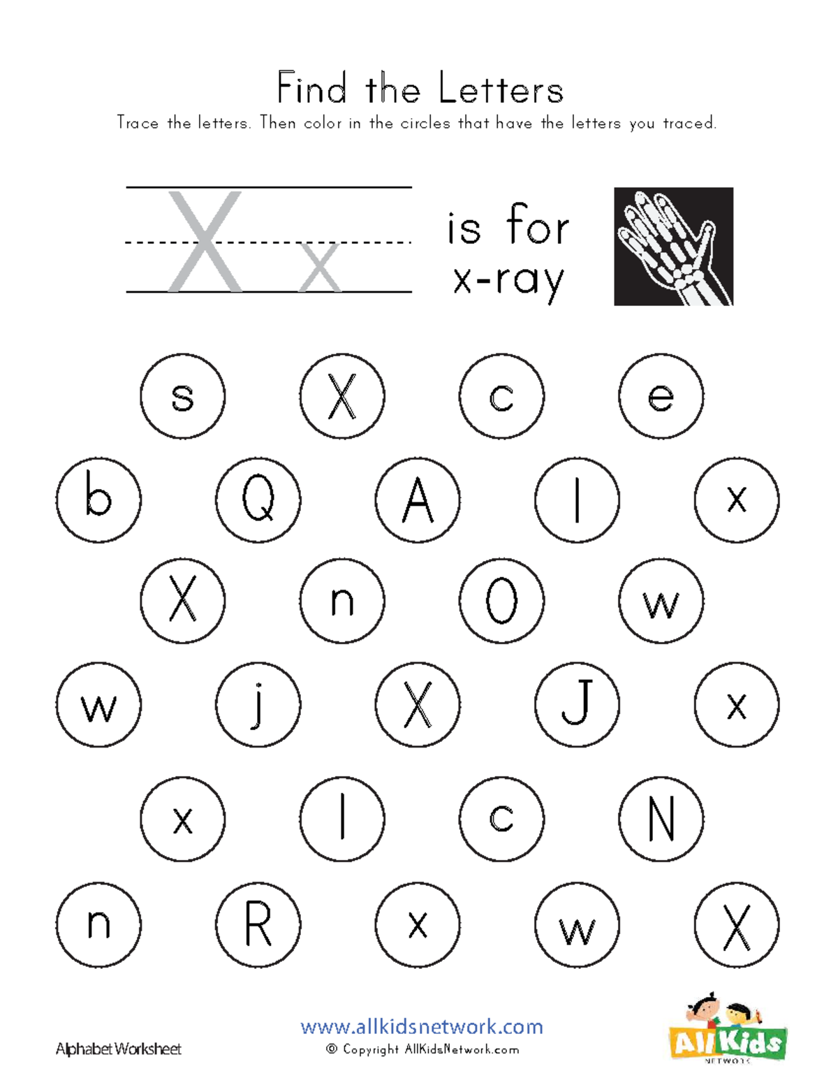 Find the letter x worksheet - English - Alphabet Worksheet ...