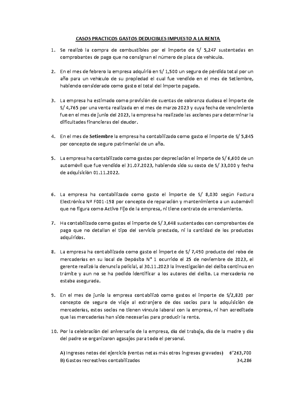 Gastos Deducibles Impuesto a la Renta: Práctica Resolución 2024 - Studocu