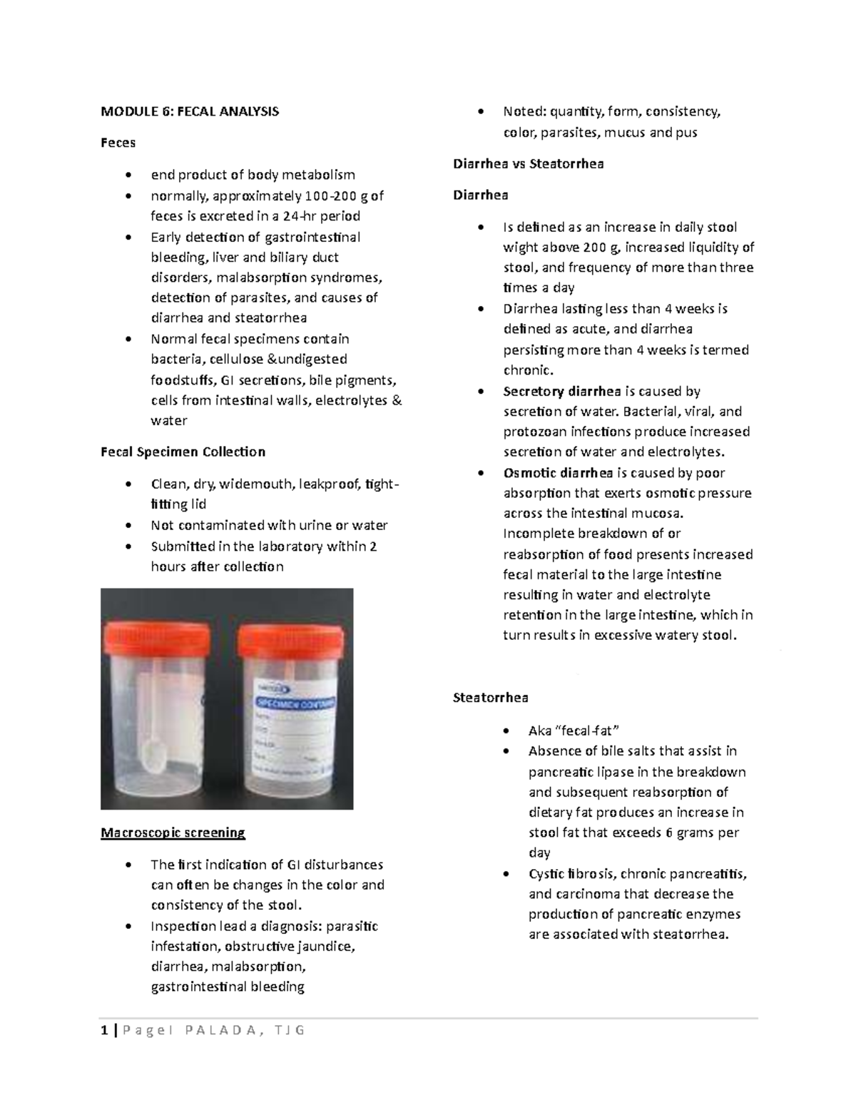 Module 6: Fecal Analysis Overview - Studocu