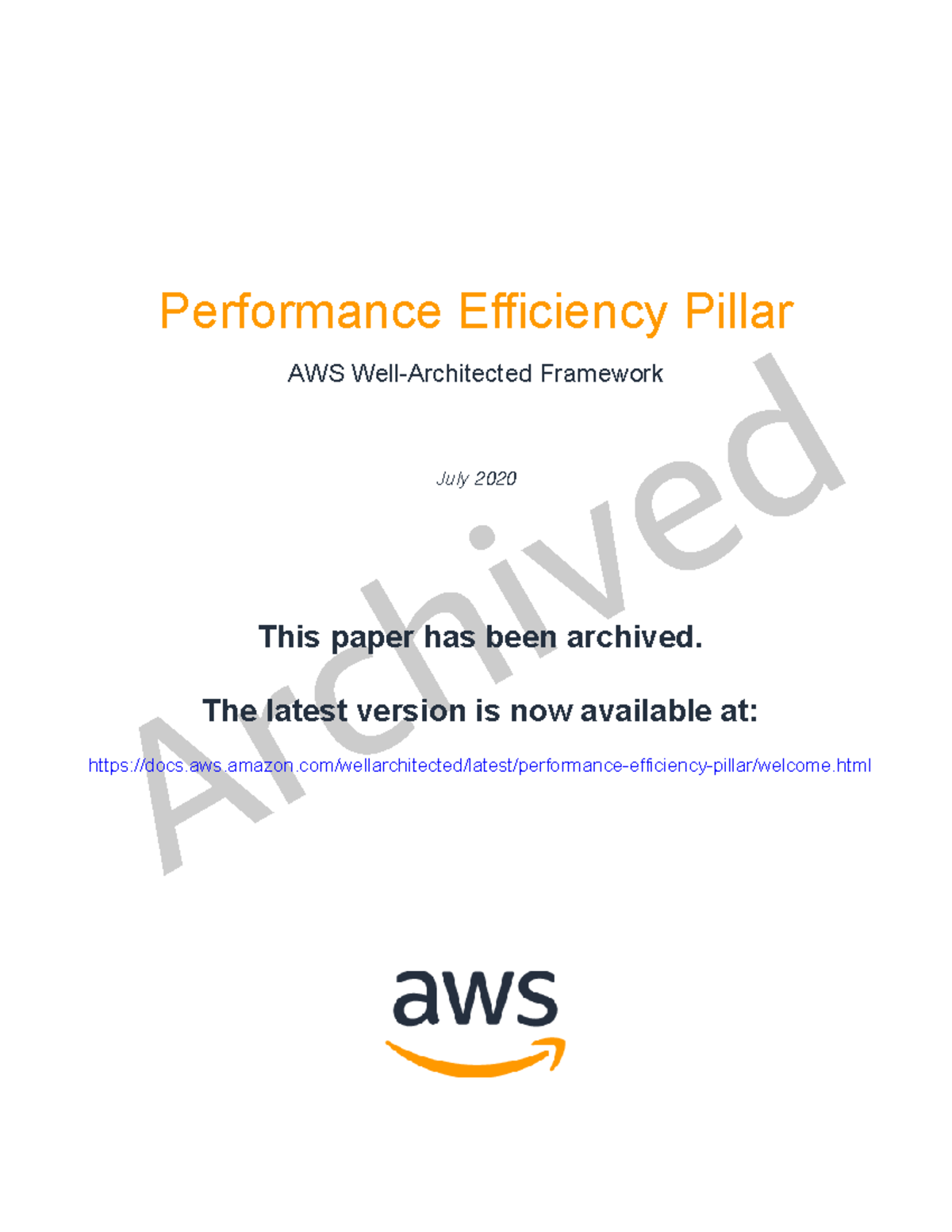 AWS Performance Efficiency Pillar - Archived Performance Efficiency ...
