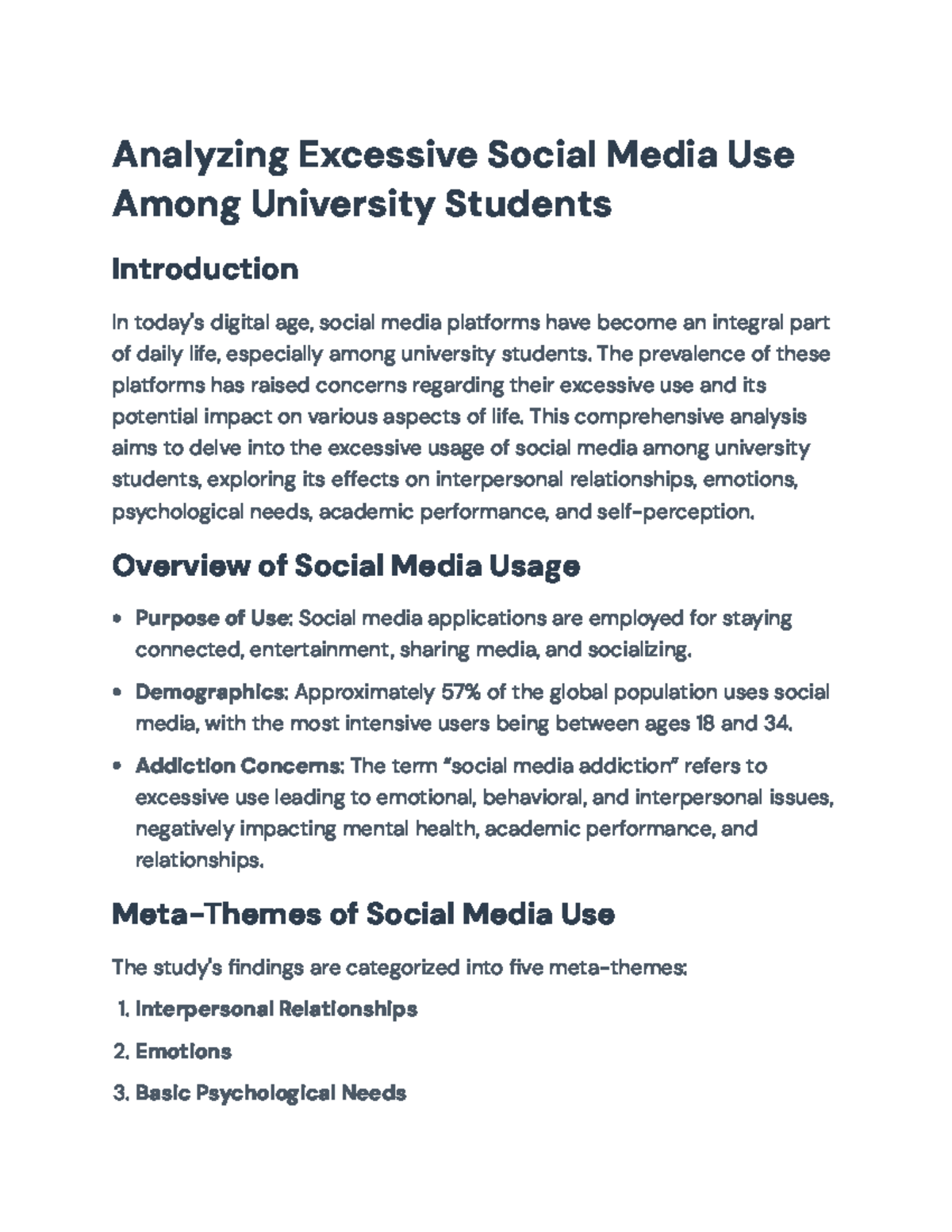 Analyzing Excessive Social Media Use Among University Students ...