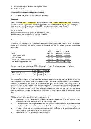 ACC210 Assigned Qns Wk2 - ACC210: Accounting for Decision Making and ...