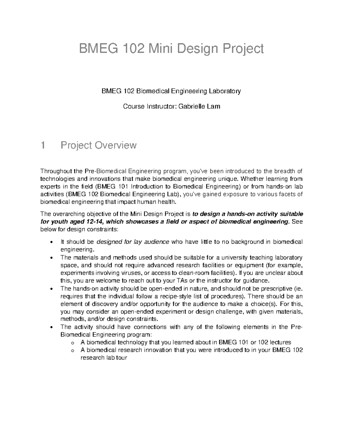 BMEG 102 Mini Design Project: Engaging Youth in Biomedical Engineering ...