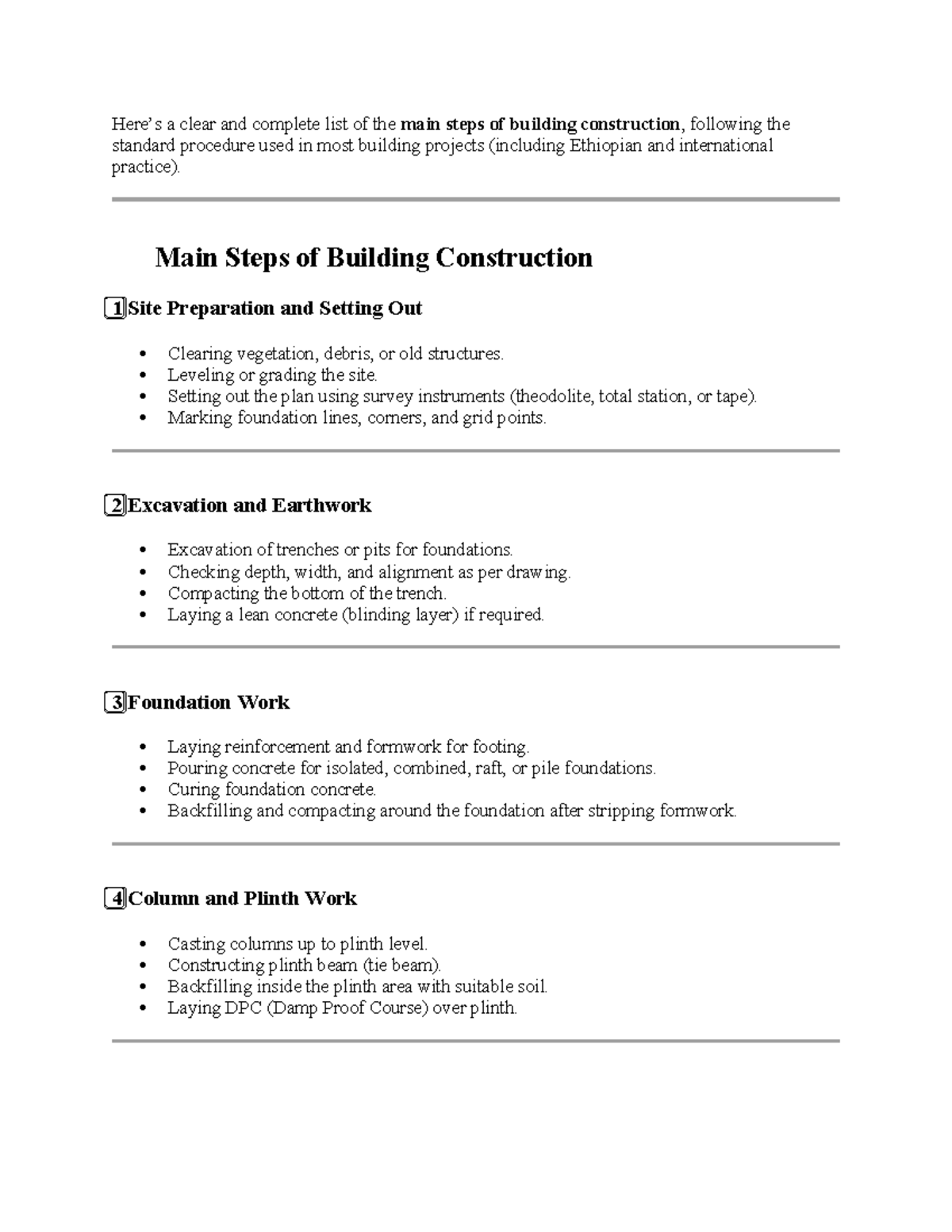 Building Construction Steps: A Comprehensive Guide - Studocu