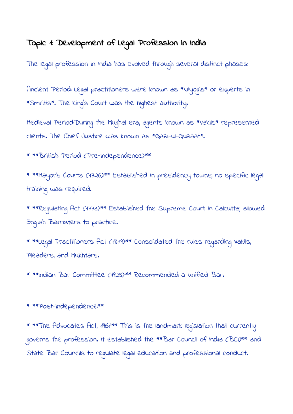 Legal Profession Evolution in India: A Historical Overview - Studocu