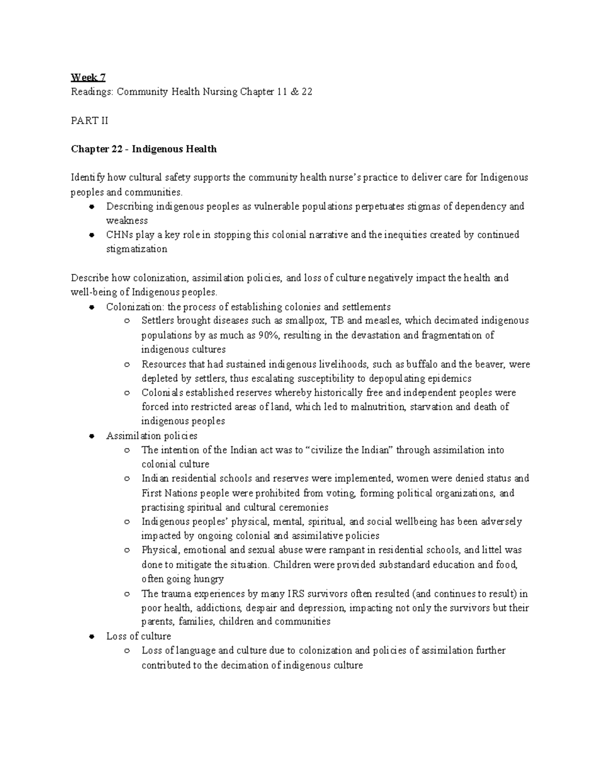 2710.7 Week 7 Notes - Community Health Nursing Part II Overview - Studocu