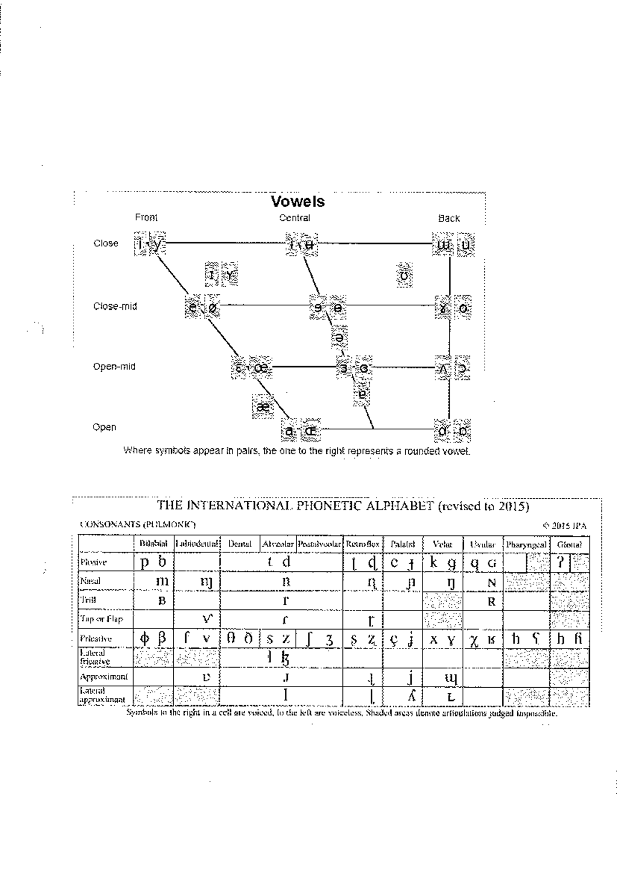 IPA Symbols Guide: Open Front Vowels & Consonants (2045) - Studocu