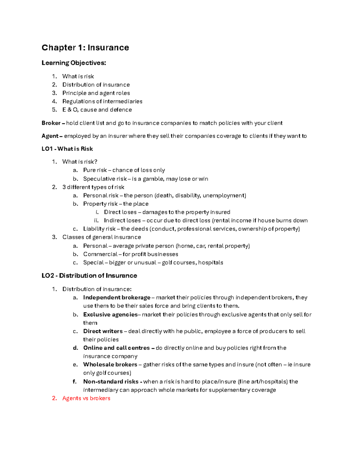 Chapter 1: Insurance Concepts and Learning Objectives (RMGT - C130 ...