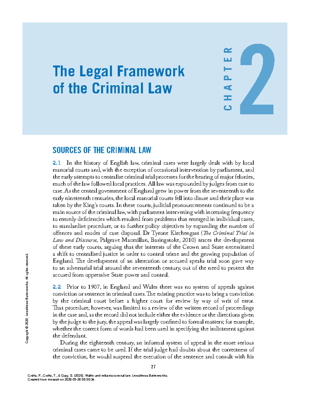 Waller & Williams Criminal Law: Chapter 2 - Legal Framework Overview ...