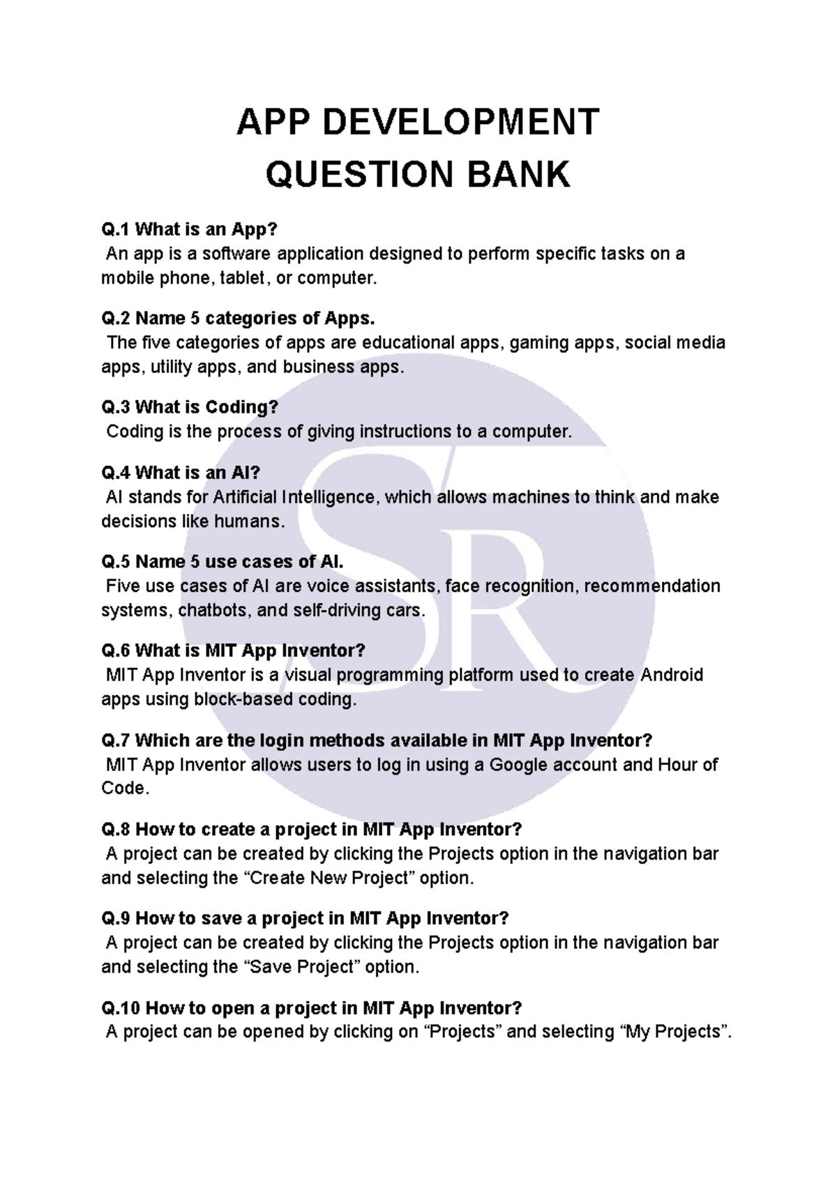 APP DEVELOPMENT QUESTION BANK: Key Concepts & Components - Studocu