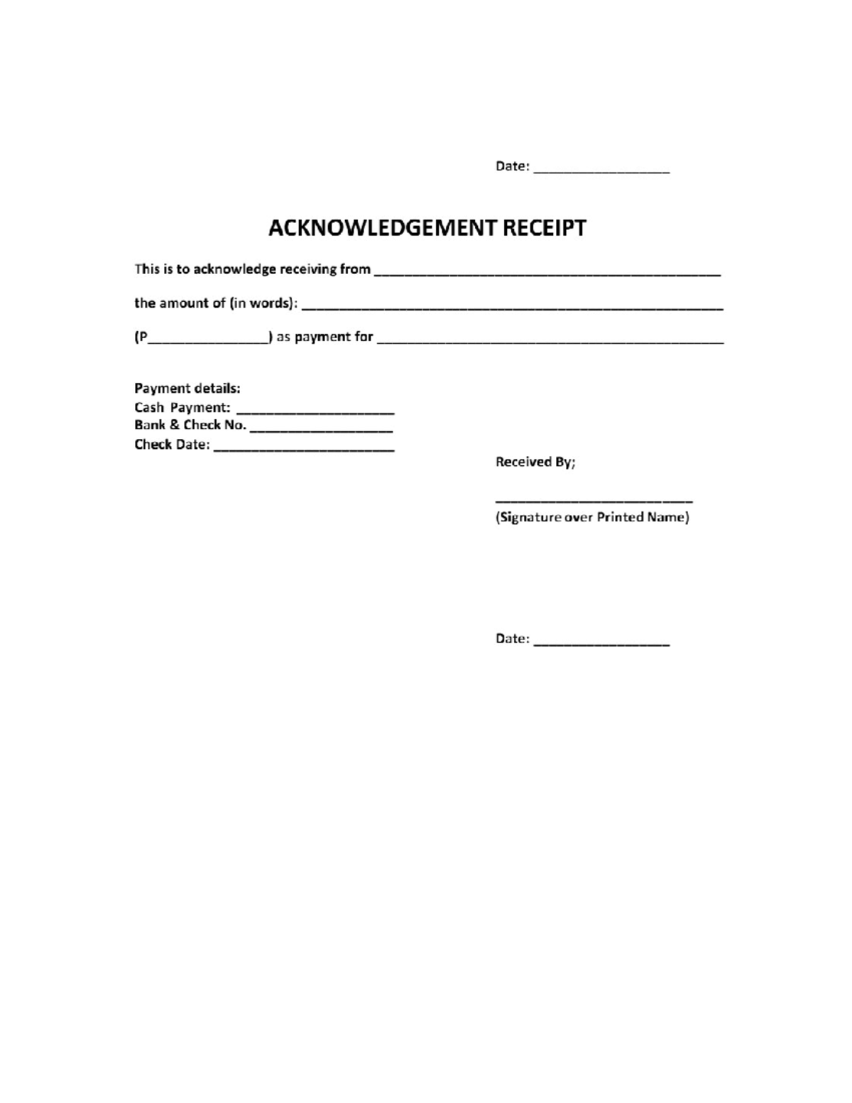 Acknowledgement Receipt - Electrical Engineering - Date ...