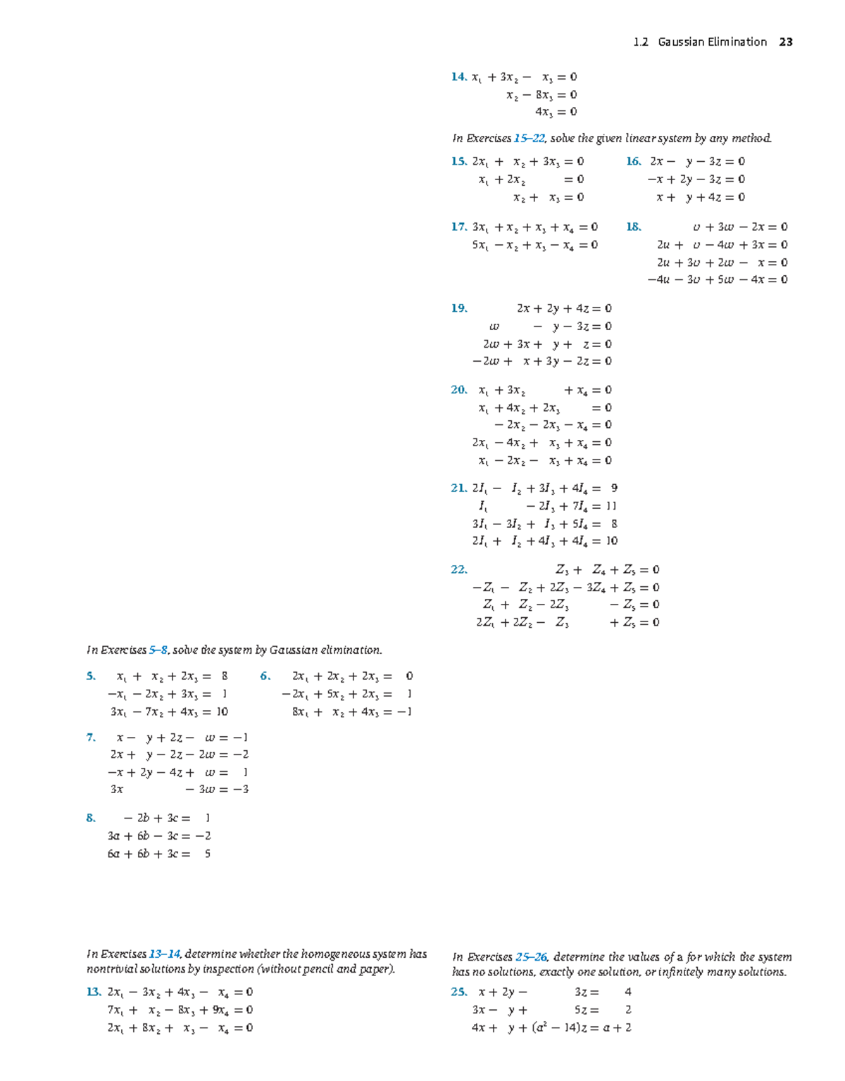 Excercise for chapter 1 systems of linear equations and matrices ...