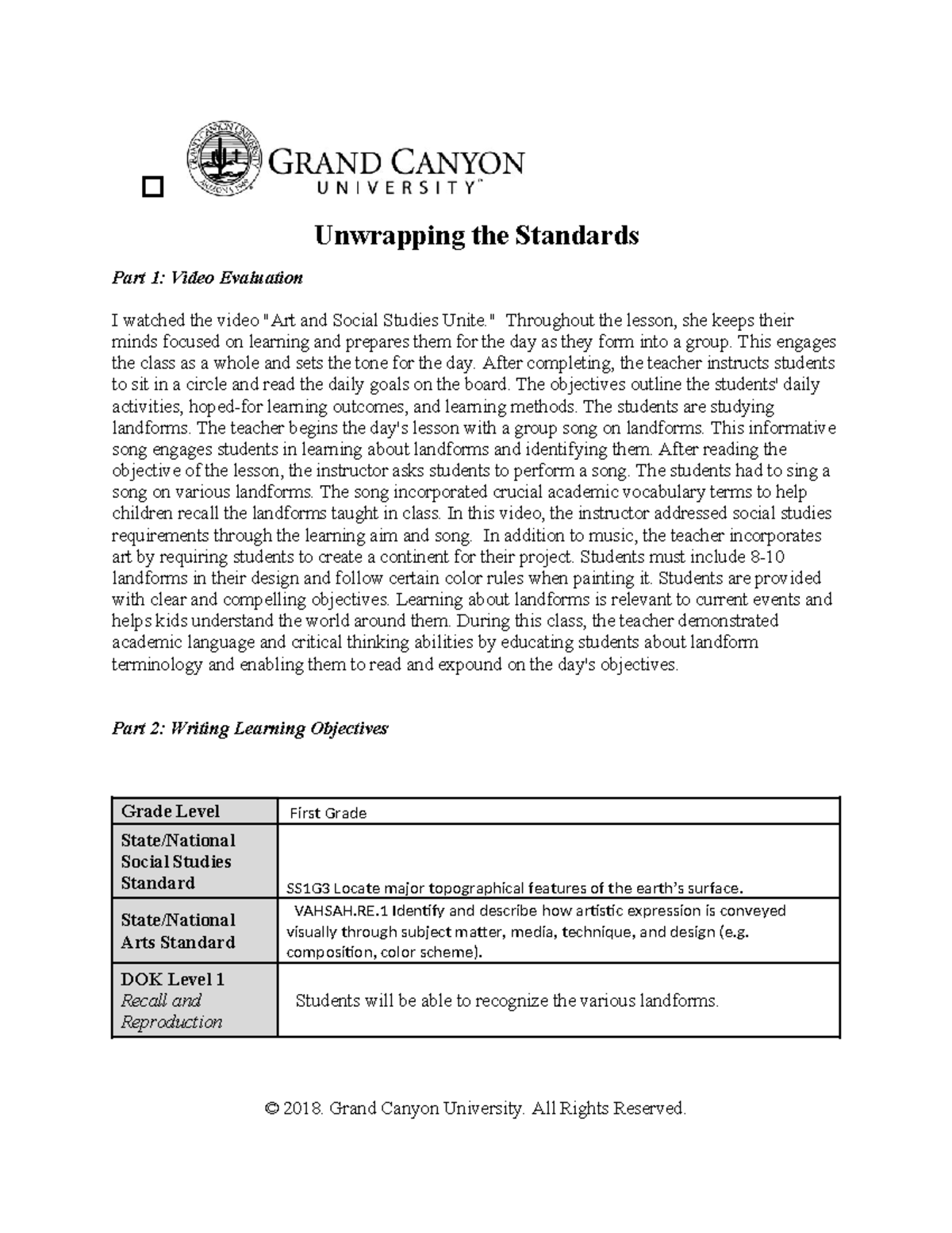 Standards-Based Learning Objectives: Art & Social Studies Integration ...
