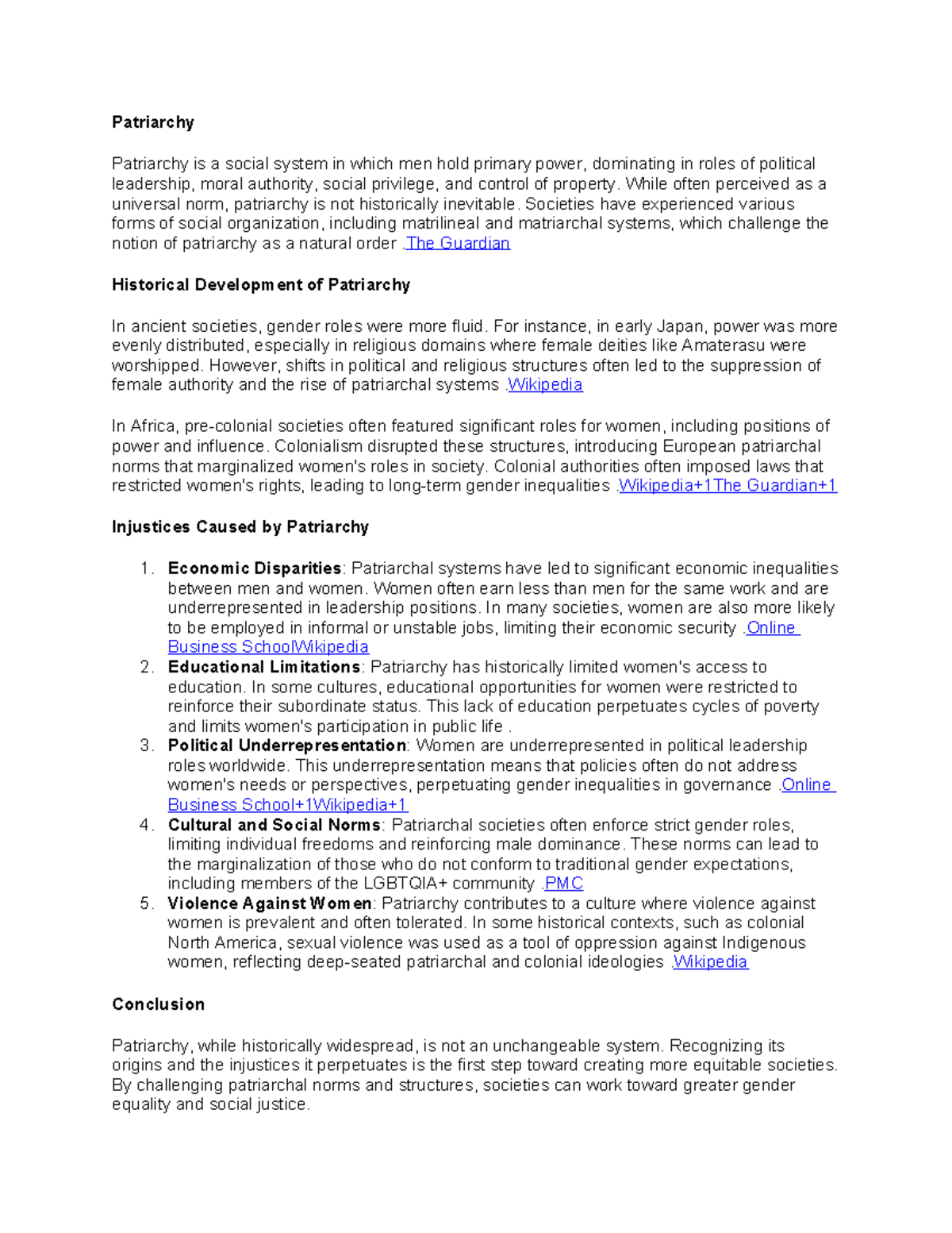 6. Patriarchy - Lecture Notes on Social Systems and Gender Inequality ...
