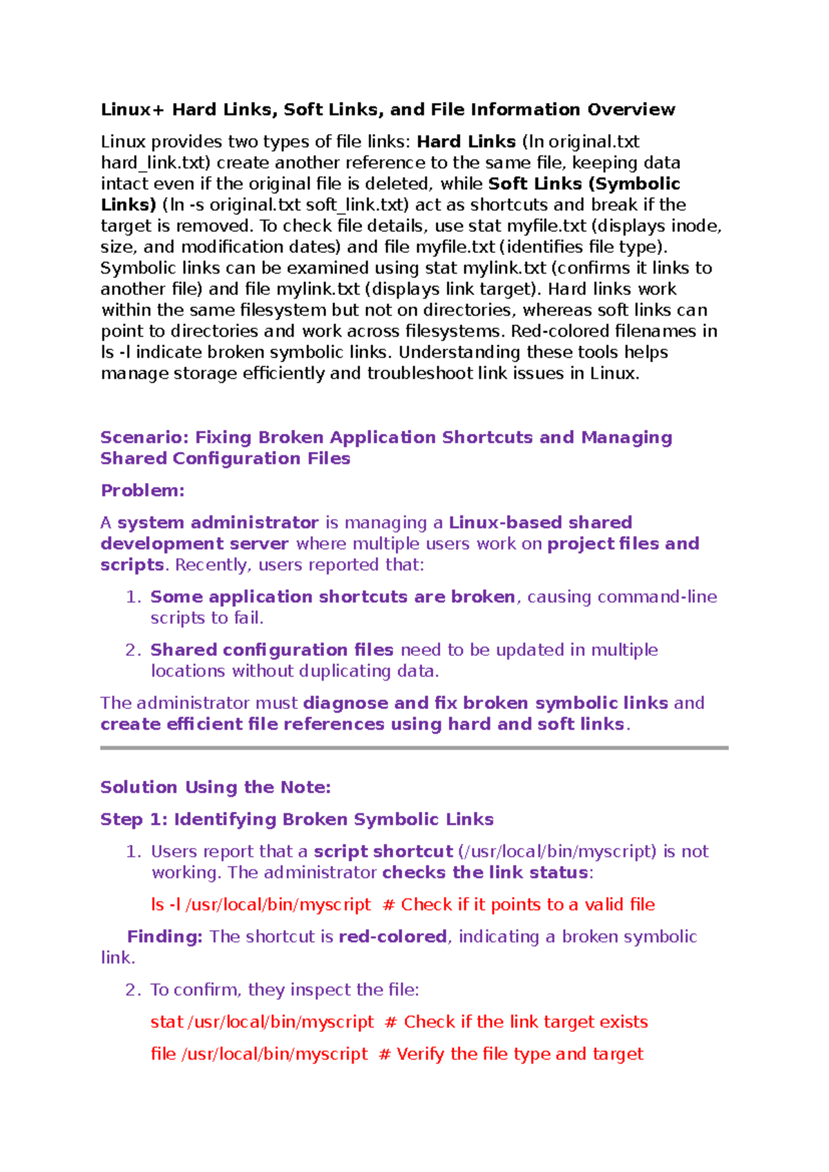 6. lecture 6 linux+ Note - Linux+ Hard Links, Soft Links, and File ...