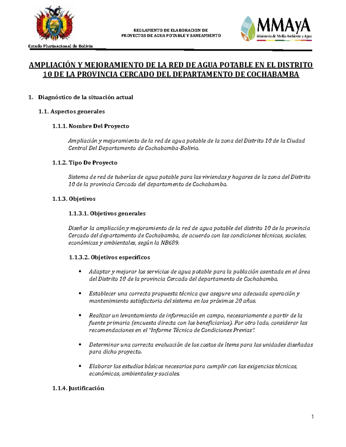 Ampliación y Mejora de la Red de Agua Potable en Cochabamba - Proyecto ...
