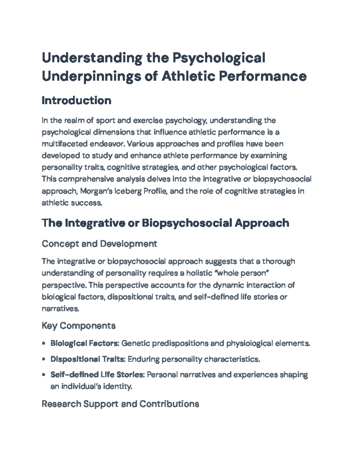 Integrative Approaches to Athletic Performance: Psych. Insights ...