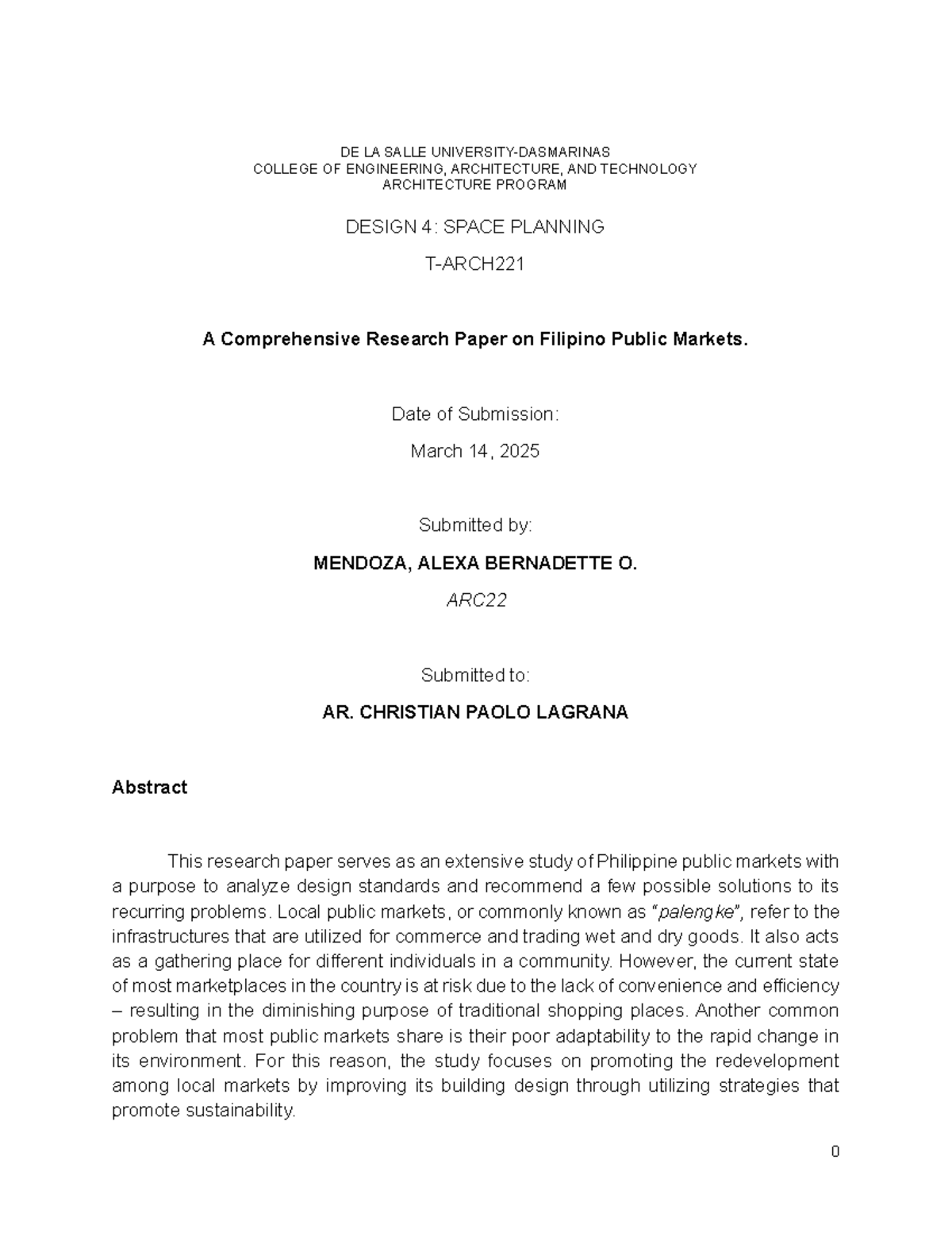 Research Paper on Filipino Public Markets: Design Standards & Solutions ...