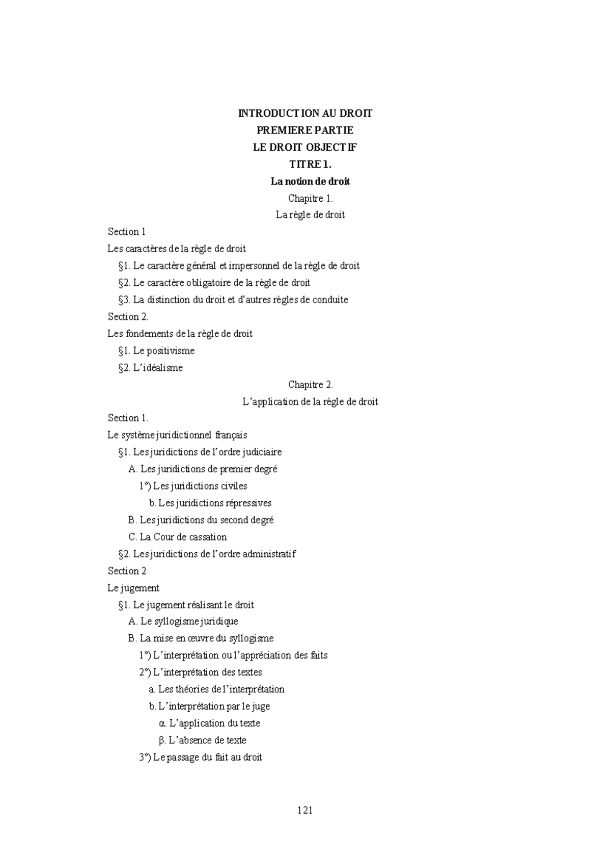 Plan de cours intro droit - INTRODUCTION AU DROIT PREMIERE PARTIE LE ...