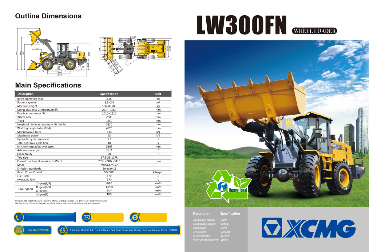 1. XCMG Wheel Loader LW300FN - Outline Dimensions OL 8 v Main ...