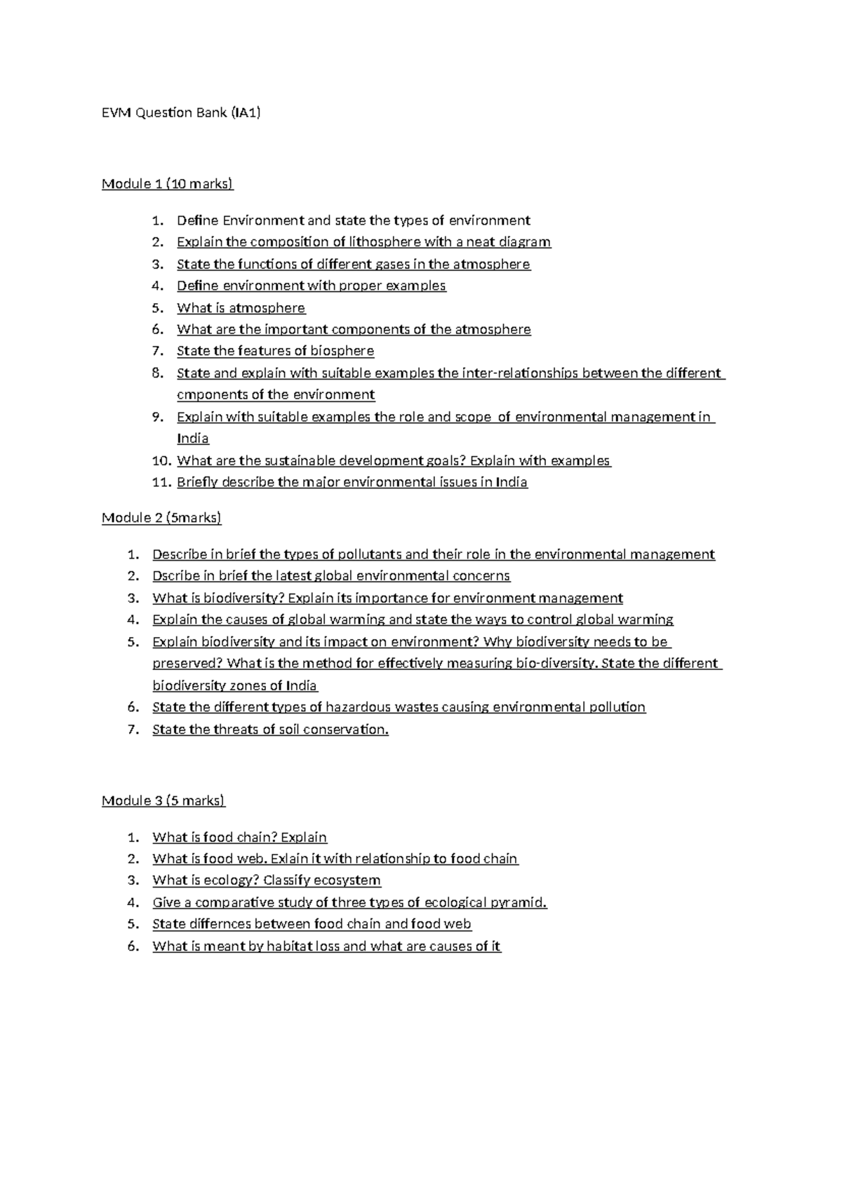 EVM Question Bank - Define Environment and state the types of ...