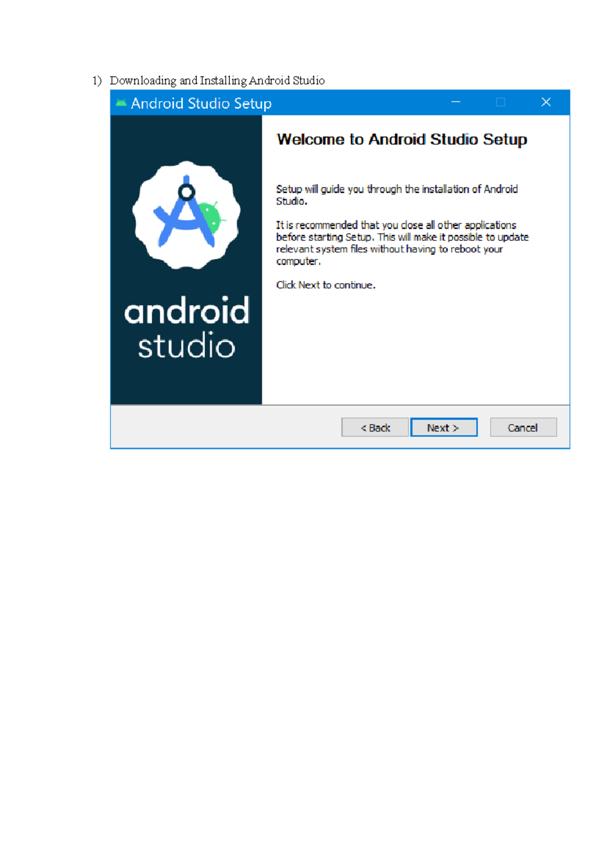CS4405 Unit1 Written Assignment - 1) Downloading and Installing Android ...