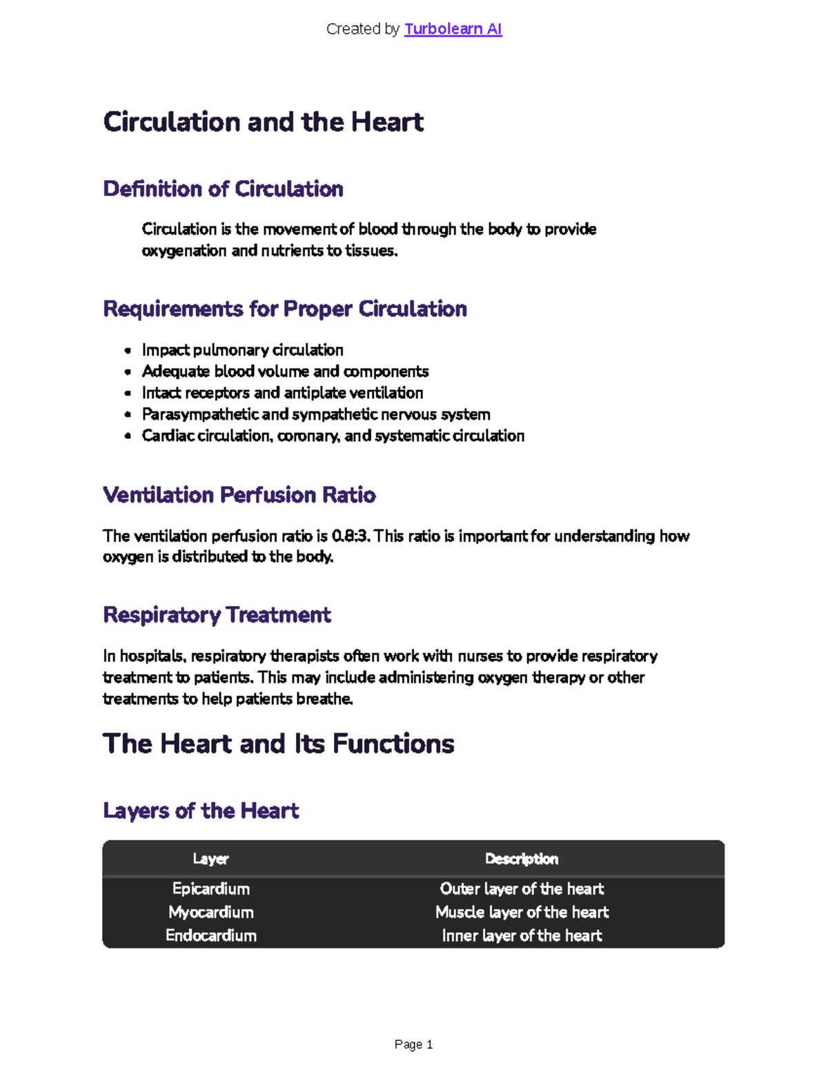 Altered Perfusion and Stroke - Circulation and the Heart Denition of ...