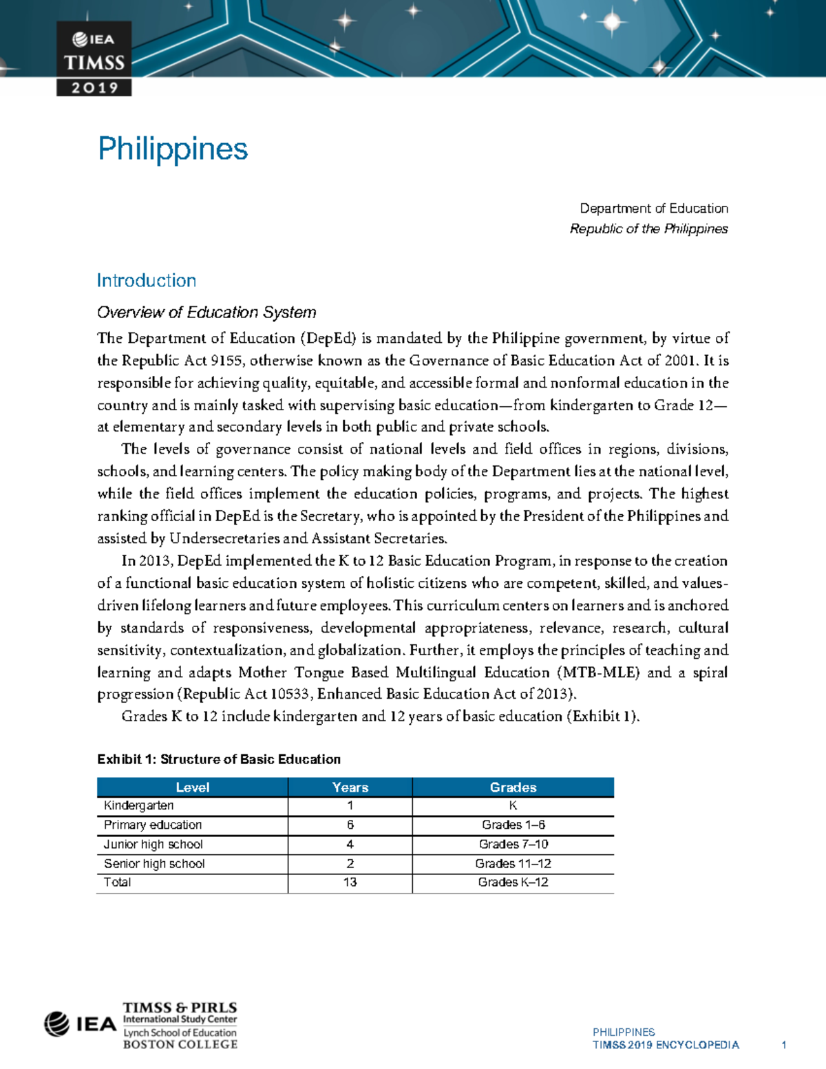 Philippines - It is responsible for achieving quality, equitable, and ...