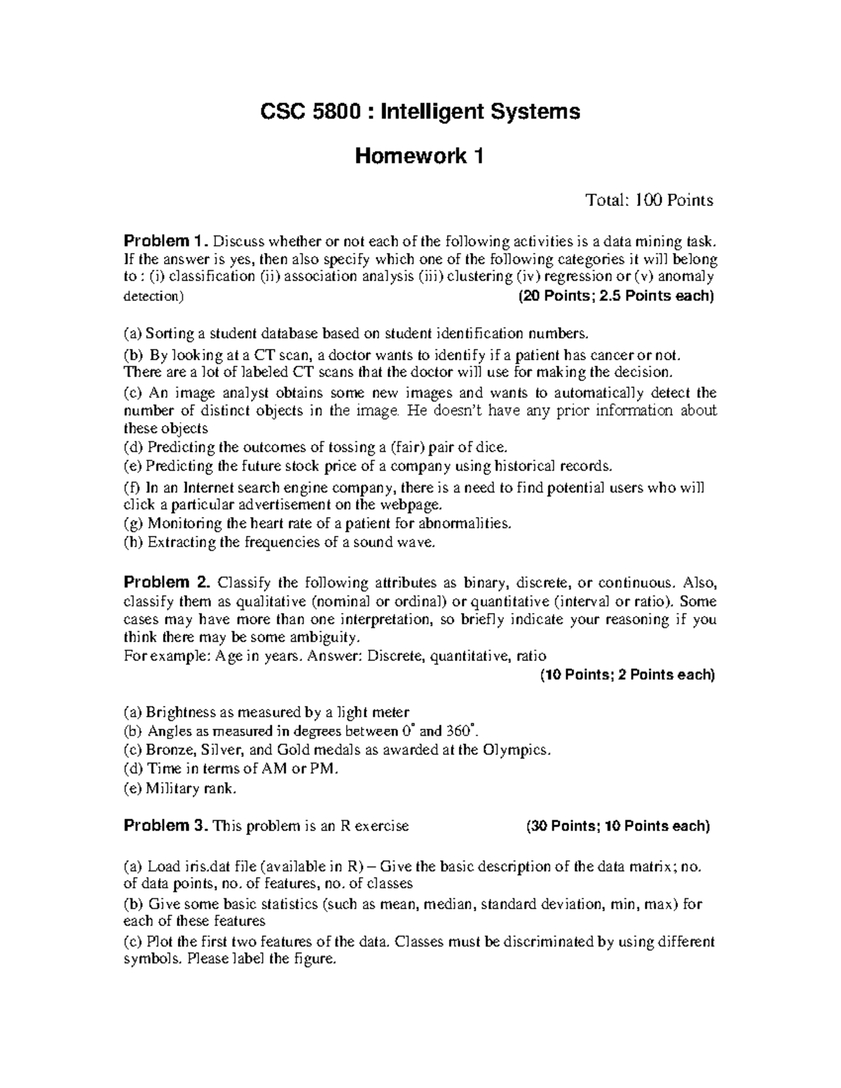 CSC 5800 - Intelligent Systems Homework 1 Solutions and Analysis - Studocu