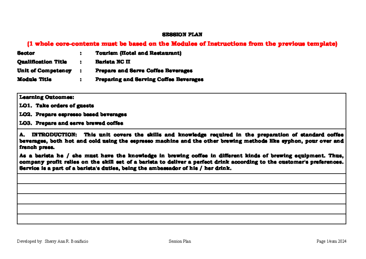 3-TM1 PTS- Prepare Session PLAN - SESSION PLAN (1 whole core-contents ...