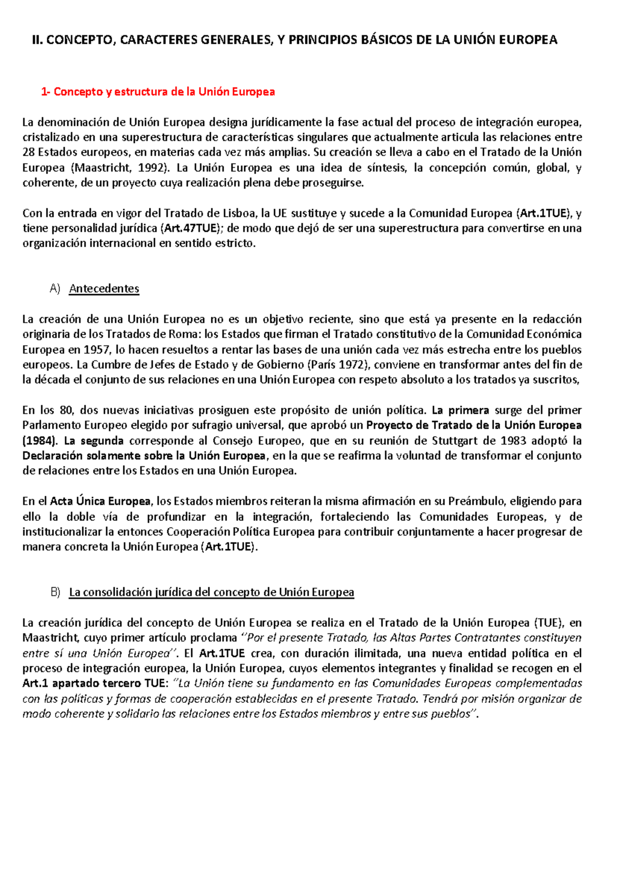 TEMA 2 IDUE - APUNTES SOBRE LA UNIÓN EUROPEA Y SU ESTRUCTURA - Studocu
