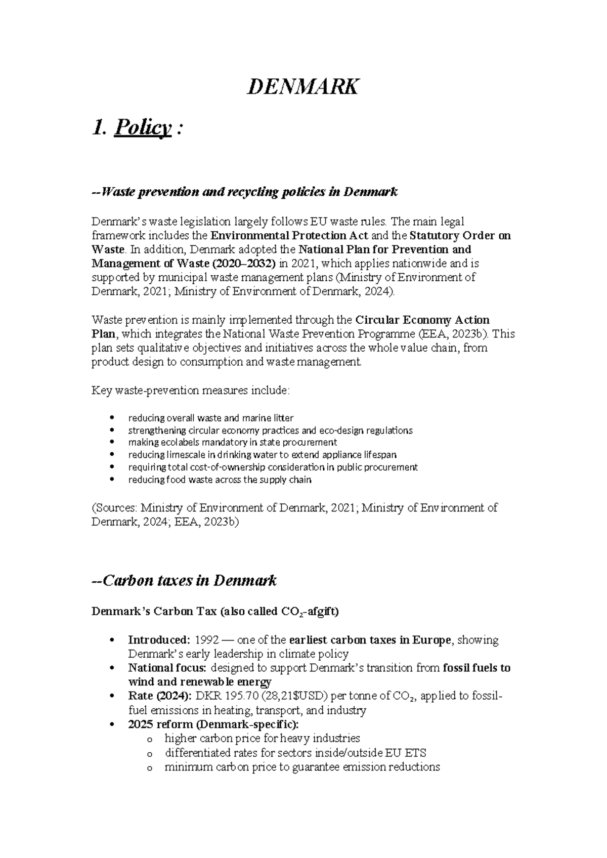 DENMARK: Waste Prevention & Recycling Policies Overview - Studocu
