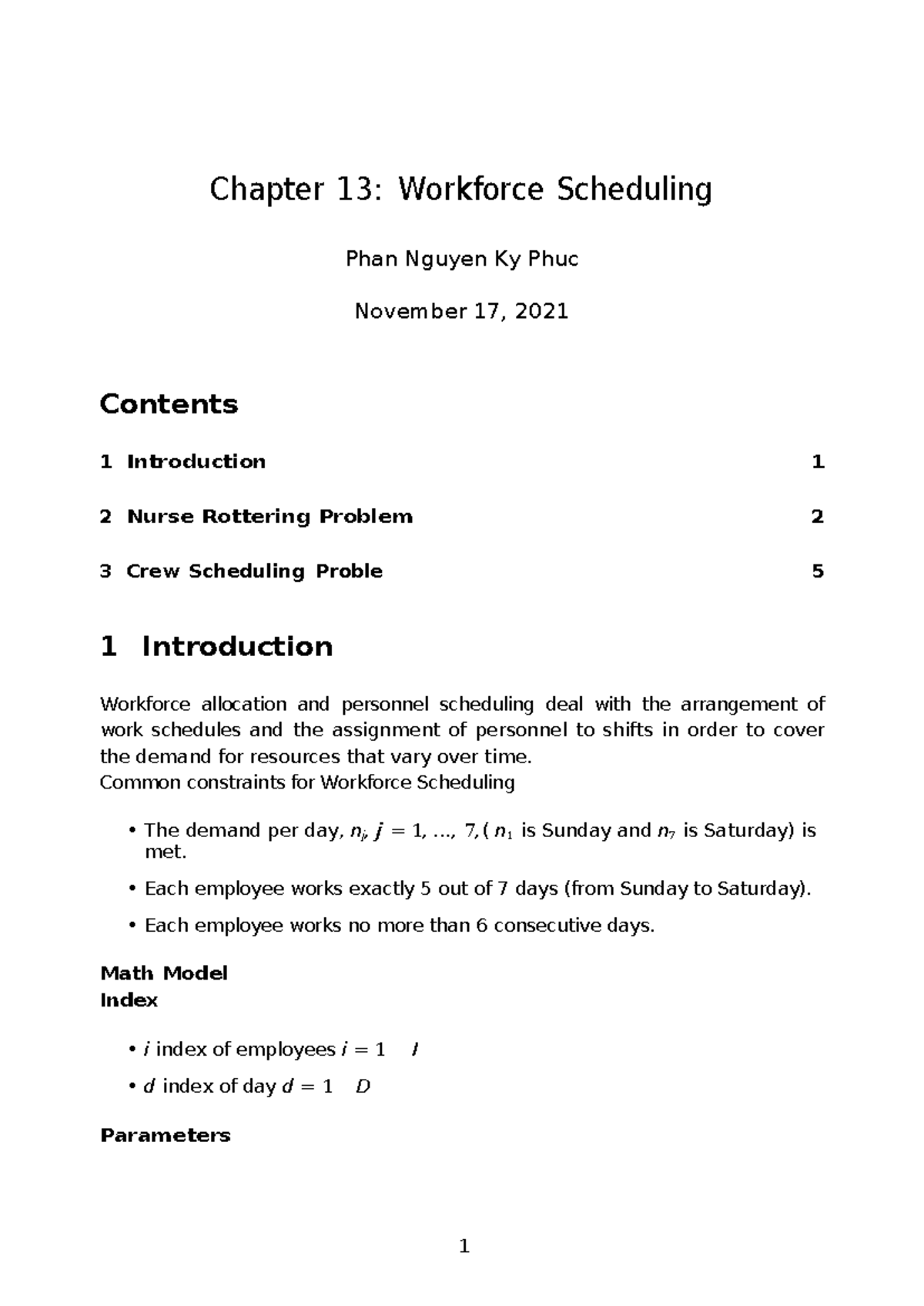 Chapter 13: Workforce Scheduling - Lecture Notes (ISE 101) - Studocu