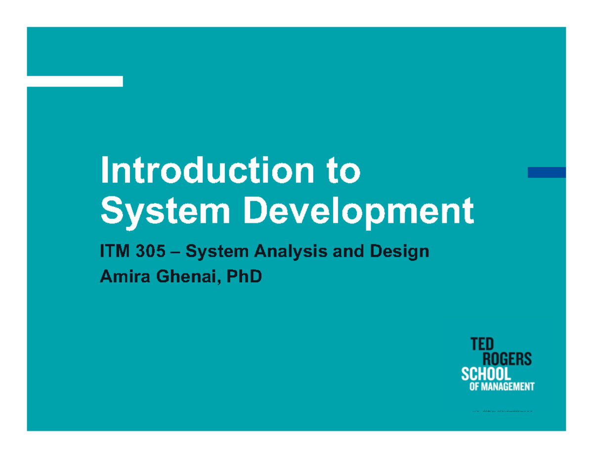 ITM 305 Week 1 SDLC Exercises: Systems Analysis & Design Overview - Studocu