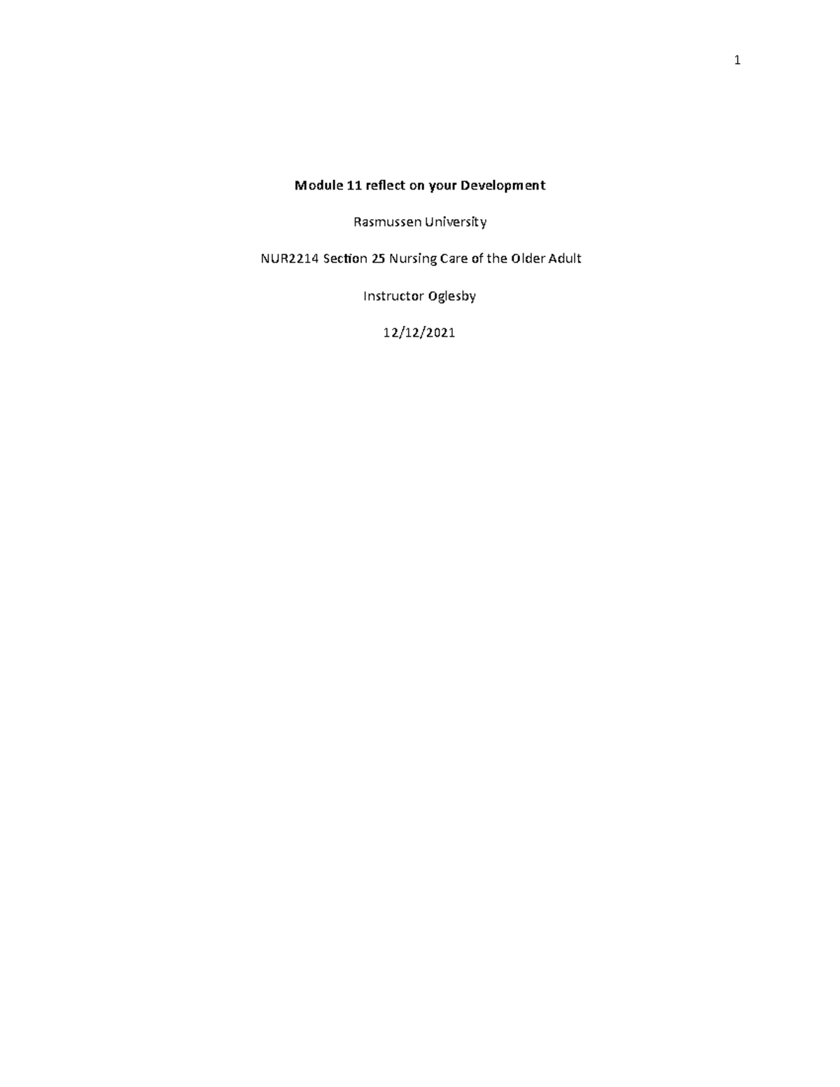 Module 11 Reflection Paper Module 11 Reflect On Your Development