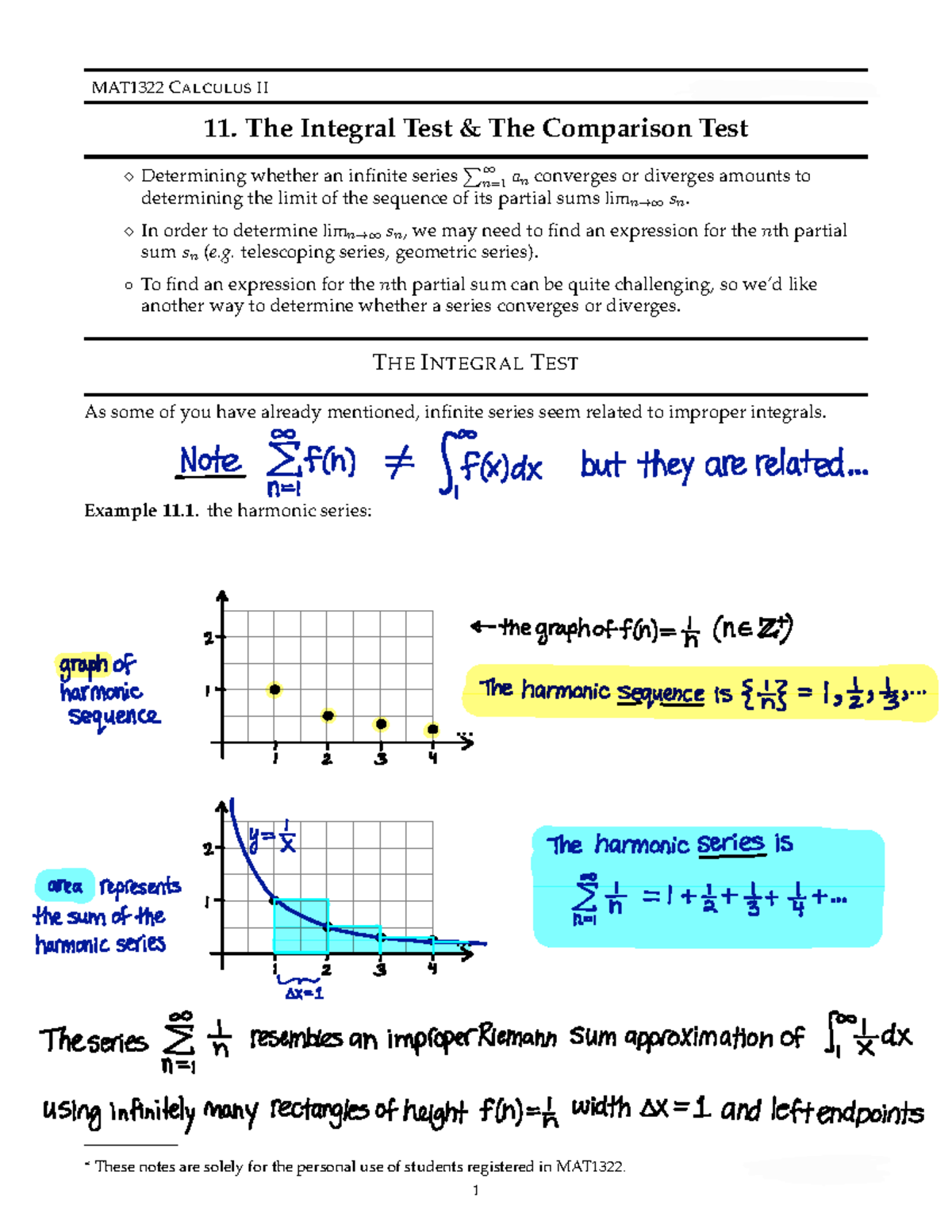 MAT1322 Final Exam Study Guide: Integral & Comparison Tests - Studocu