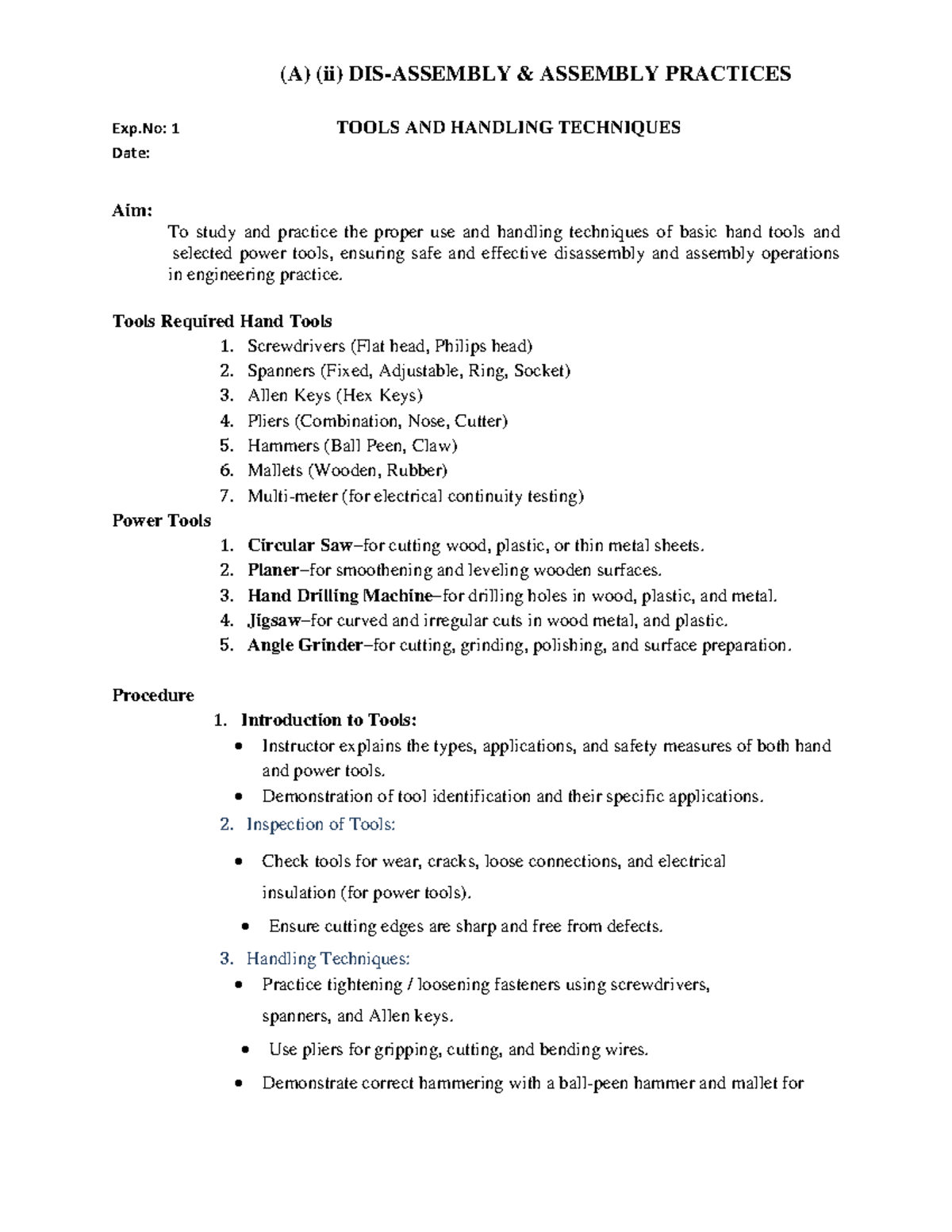 Makerspace LAB Manual: Assembly Practices & Tool Handling Techniques ...