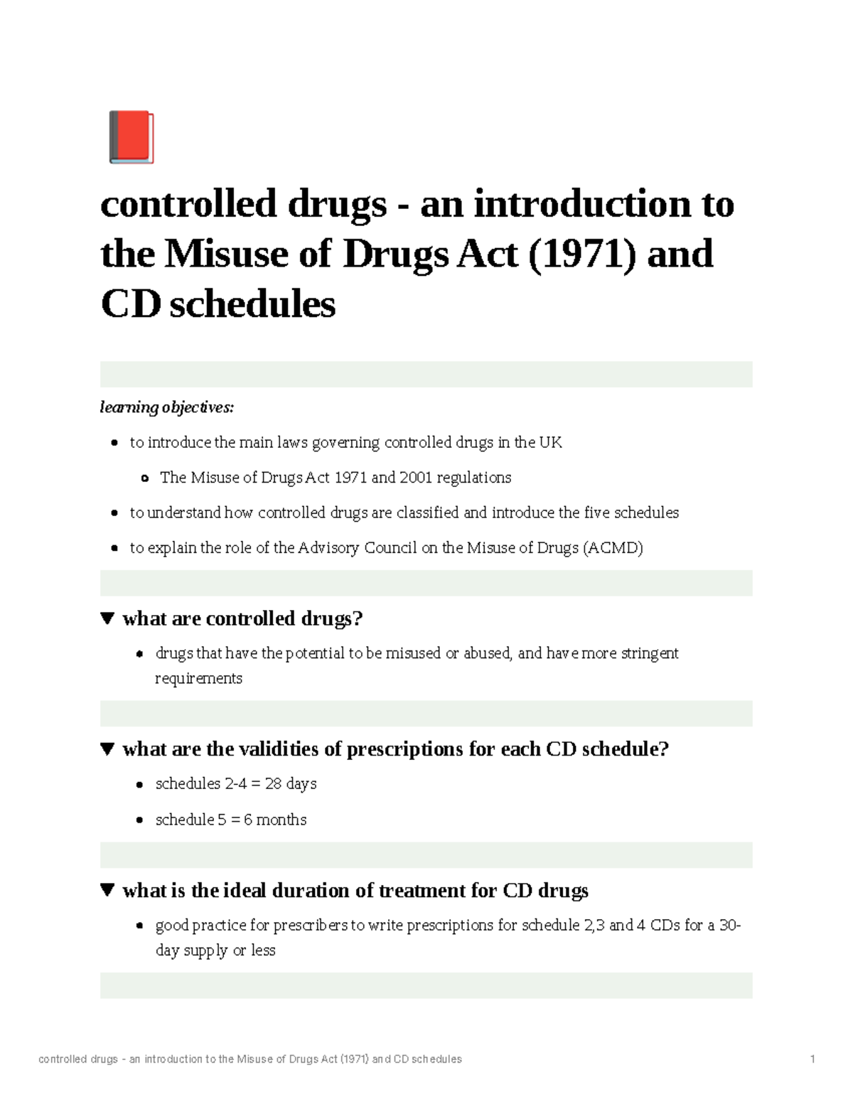 Controlled Drugs: Overview of the Misuse of Drugs Act (1971 ...