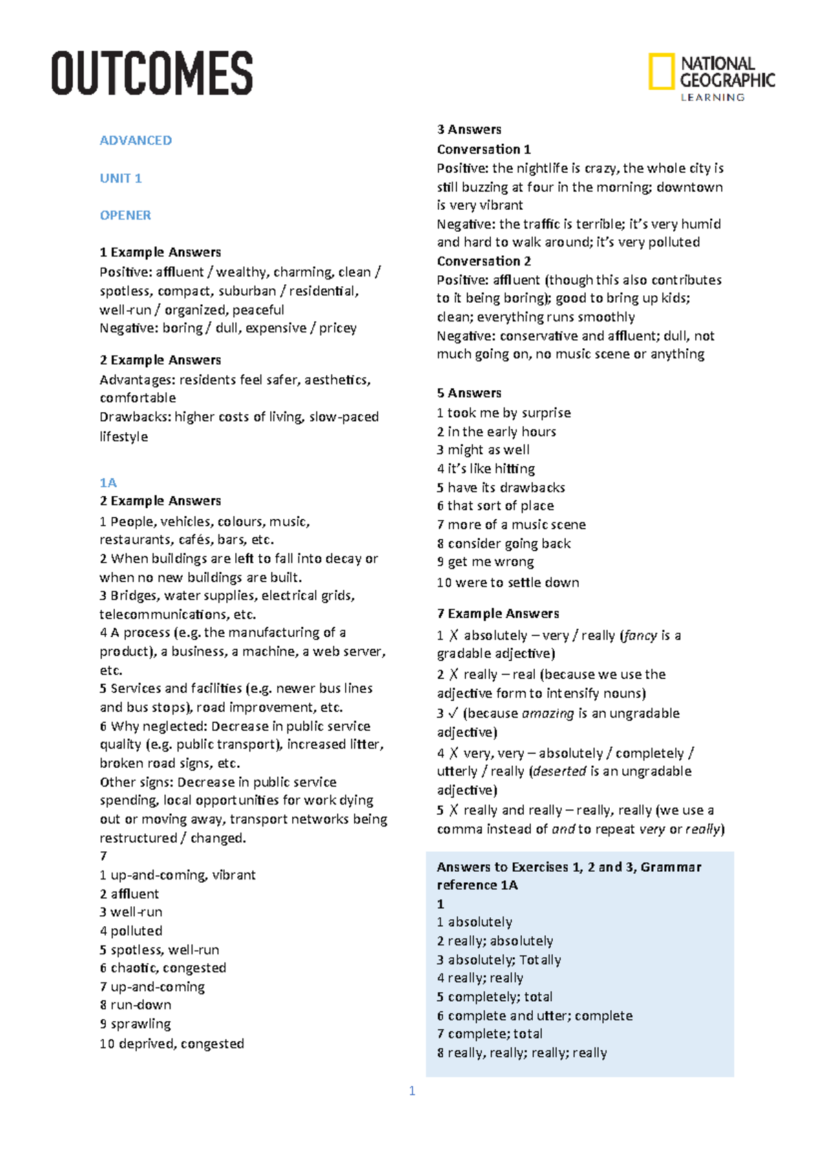 Outcomes 3e Advanced Answer Keys: Comprehensive Guide to All Units ...