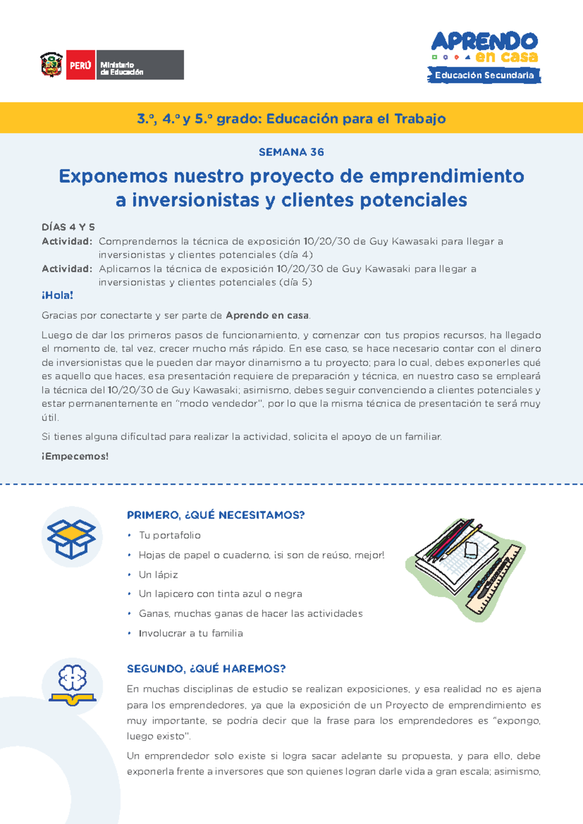 Semana 36 EPT 5to: Pasos para Exponer un Proyecto de Emprendimiento ...